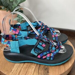Chaco Kids Girls ZX1 Classic Sport Strap Sandal Shoes Blue Multi-colored Size 3